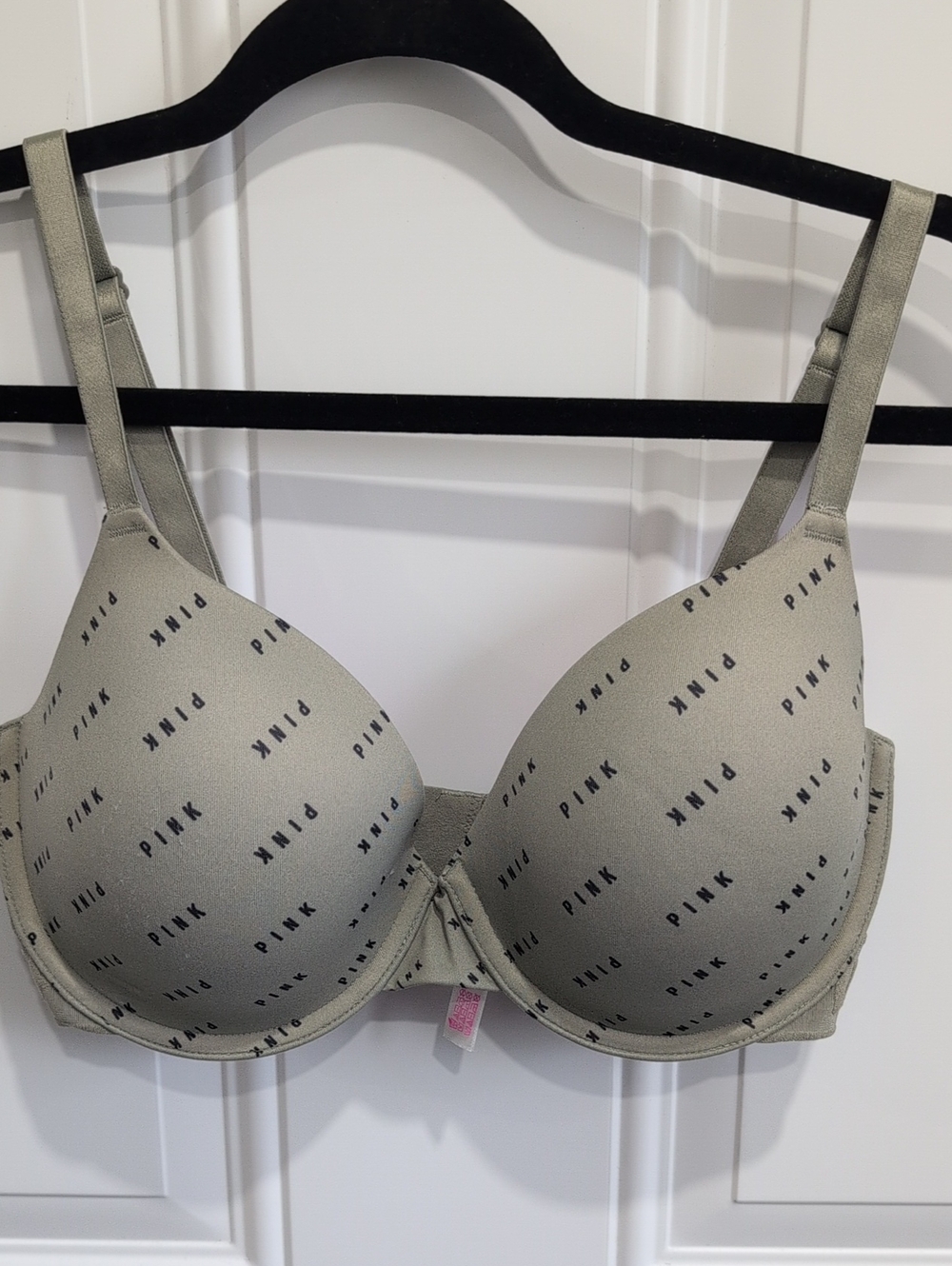 PINK Victoria's Secret Olive Green Logo T-Shirt Bra